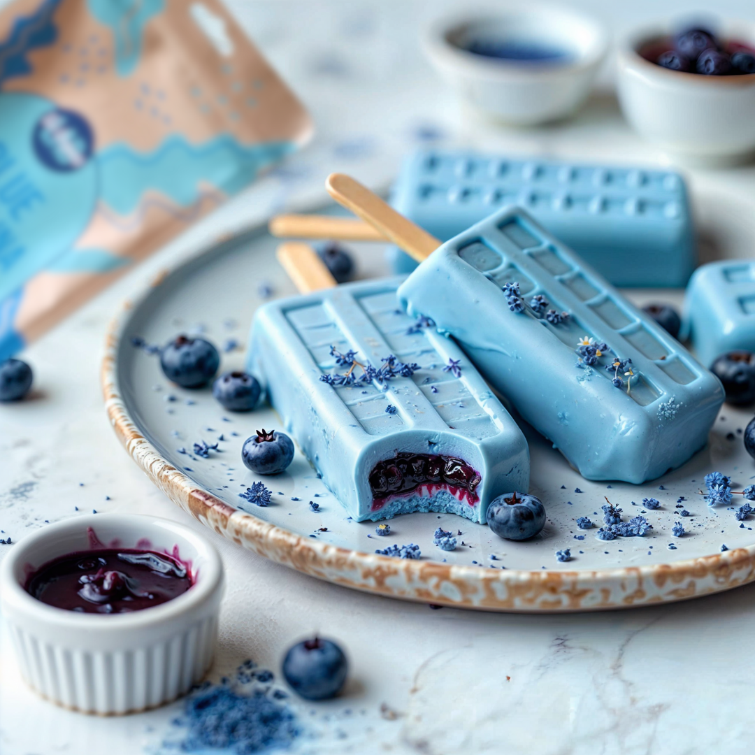 Blue Spirulina & Blueberry Popsicles
