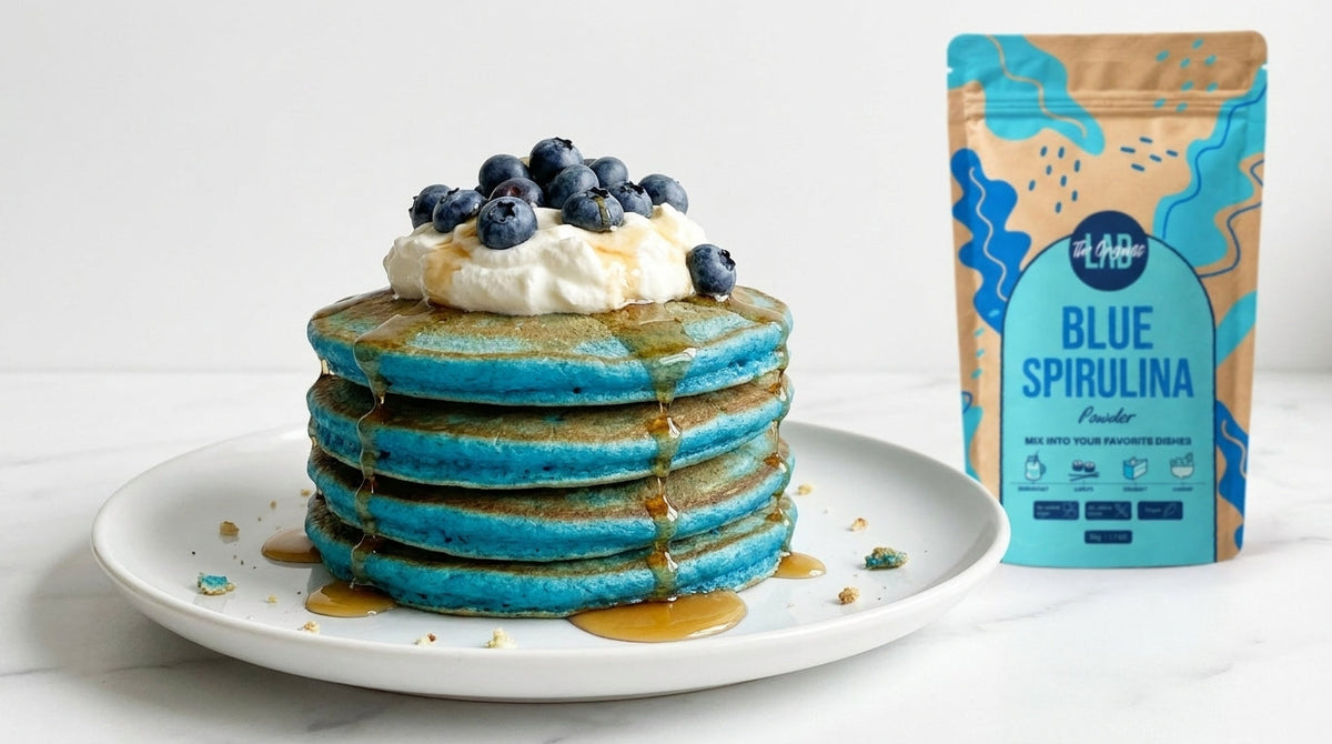 Blue Spirulina Pancakes Recipe – Fluffy Blue Pancakes with Blueberries