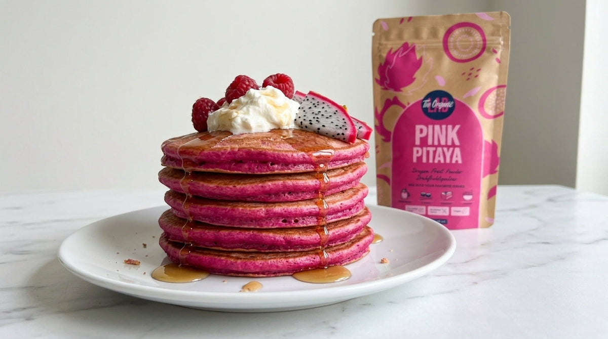 Fluffy Pink Pitaya Pancakes Recipe | Dragon Fruit Pancakes