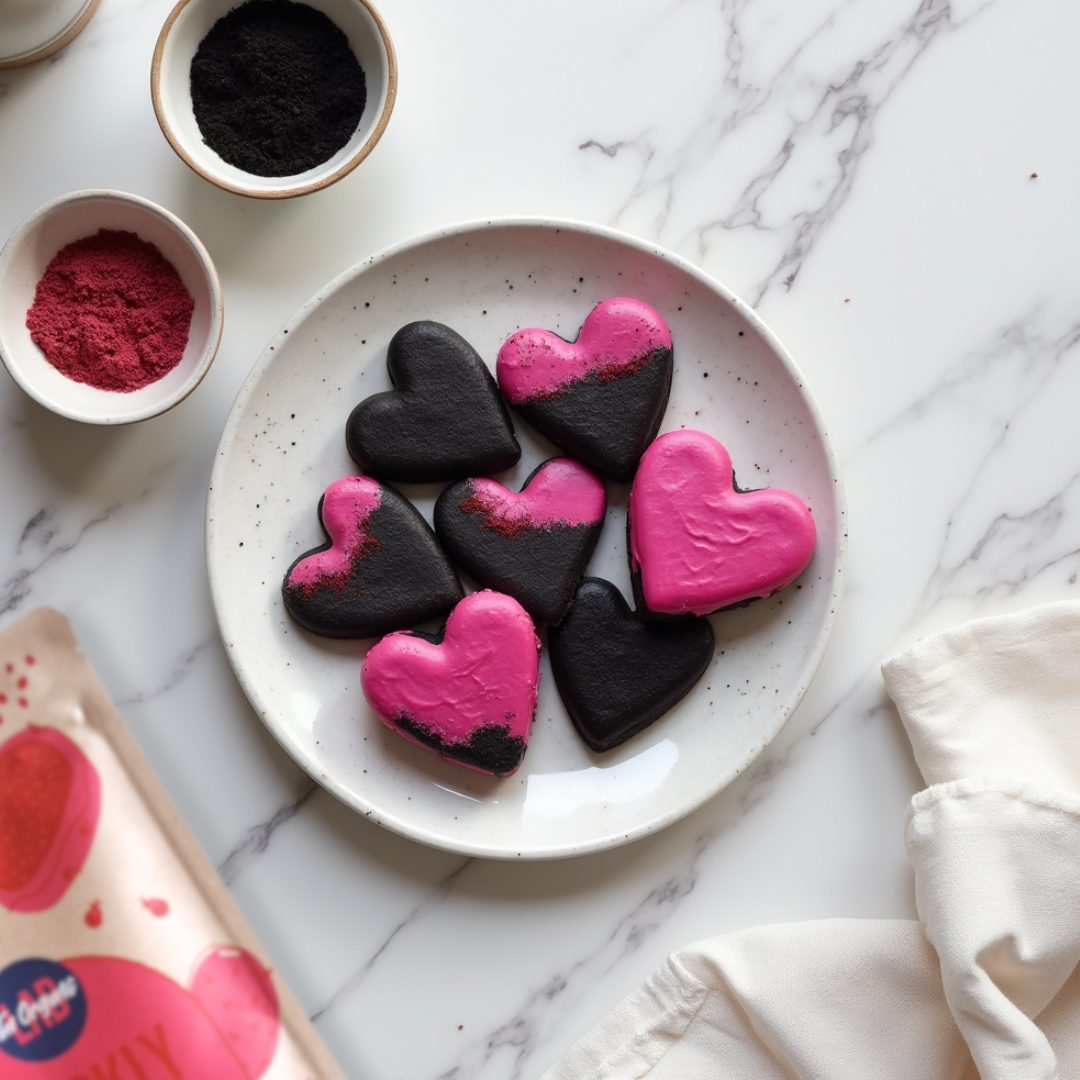 Heart-Shaped Black Cacao &Prickly Pear Cookies