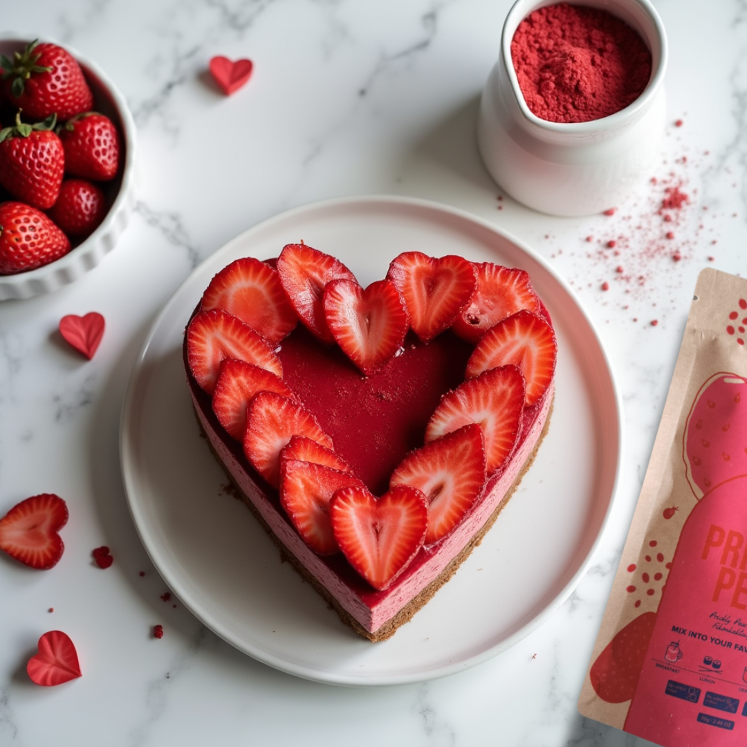 Heart-Shaped Strawberry & Prickly Pear Mousse Cake