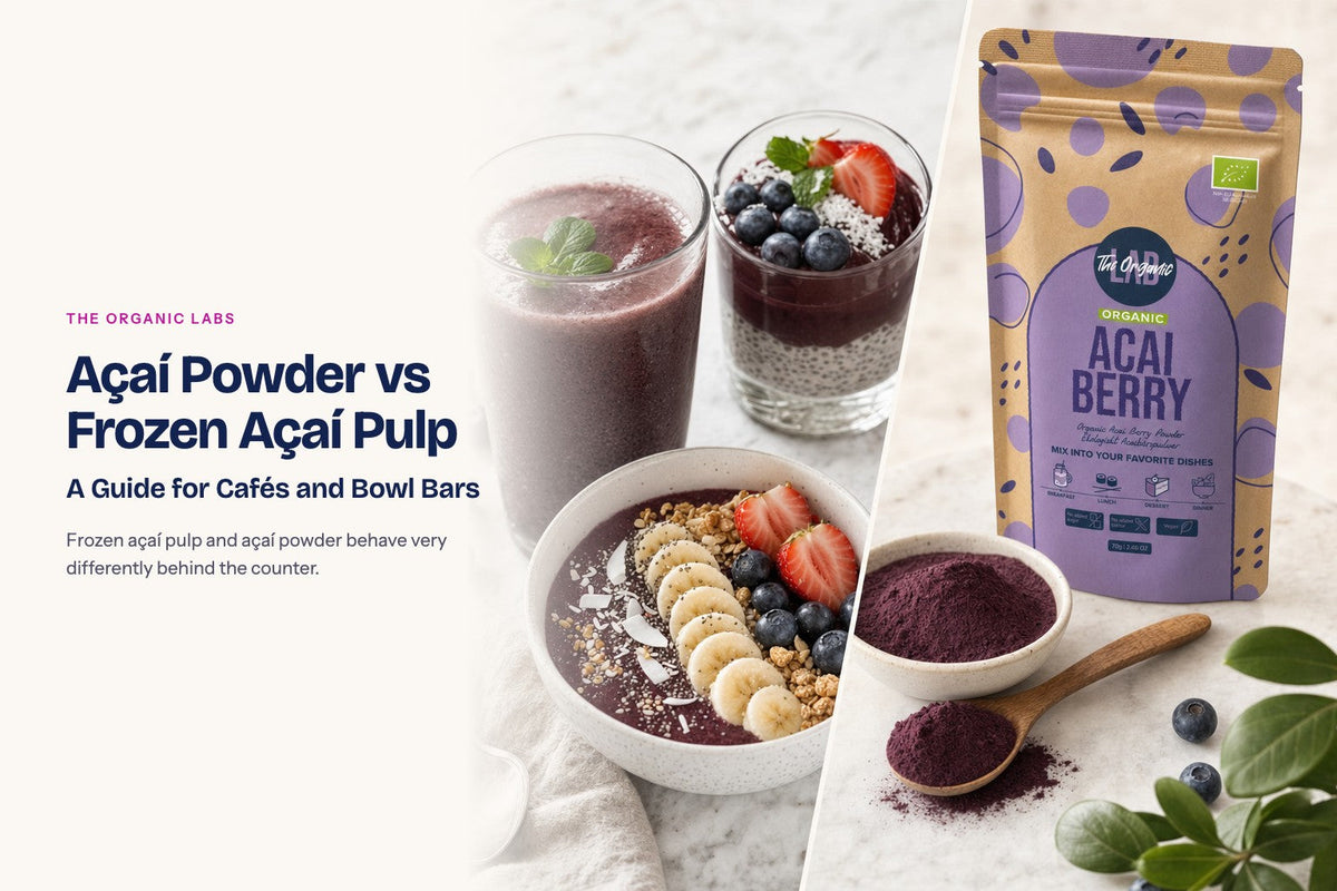 Açaí powder pack with drinks and desserts