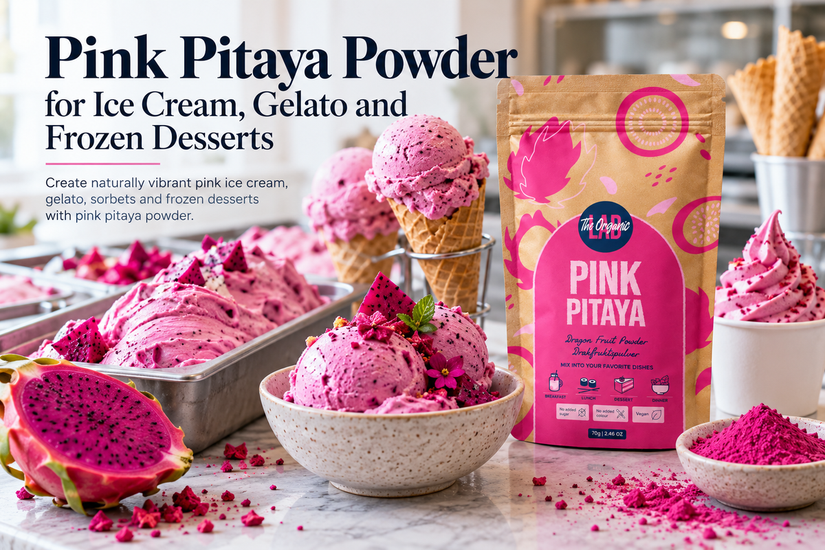 Pink Pitaya Powder for ice cream, gelato and frozen desserts – natural dragon fruit powder for vibrant pink frozen applications