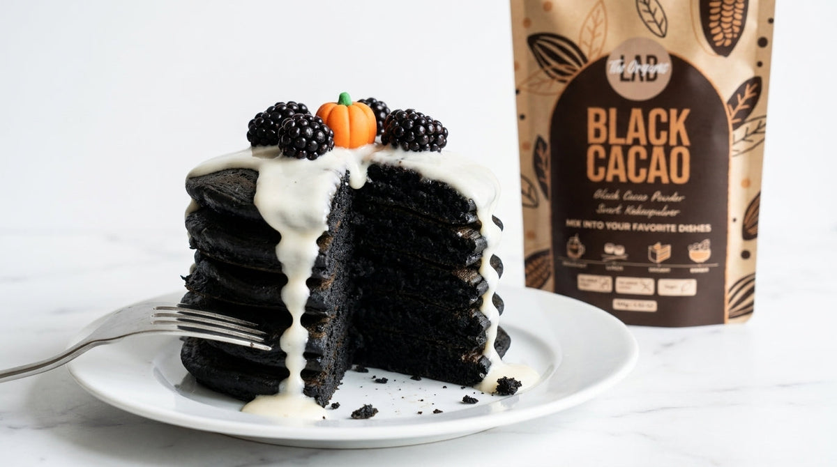 Black Cacao Pancakes with Vanilla Cream