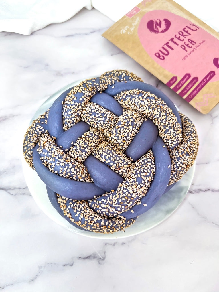 Challah Bread with Butterfly Pea