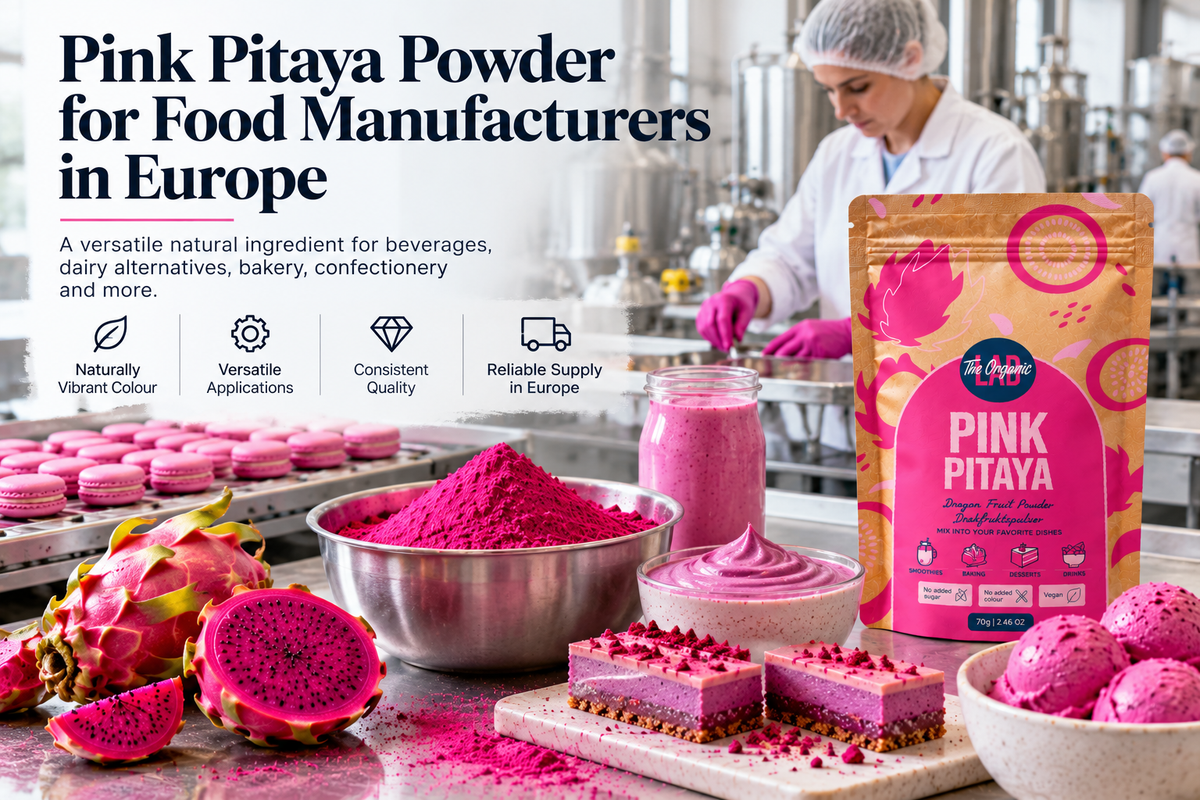 Pink Pitaya Powder for food manufacturers in Europe – bulk dragon fruit powder for beverages, bakery, desserts and food production