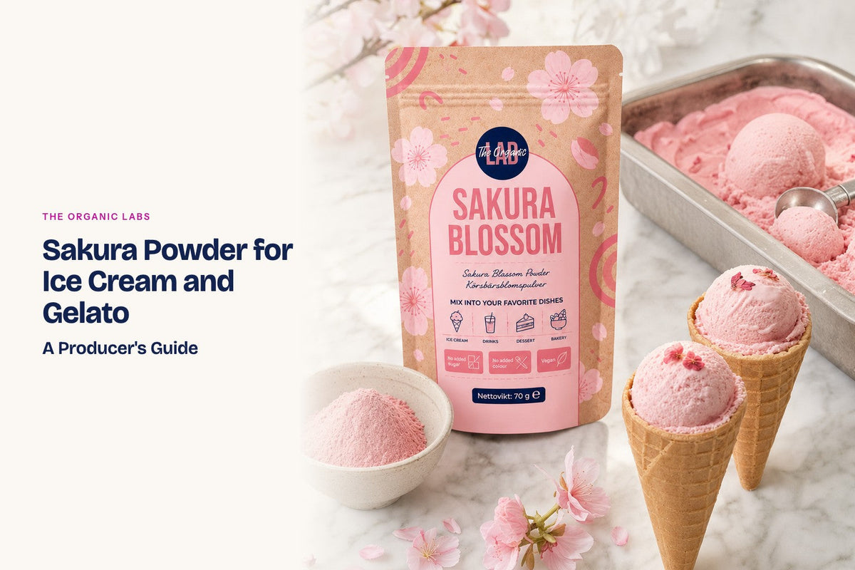 Sakura powder pack with scoops of ice cream and gelato