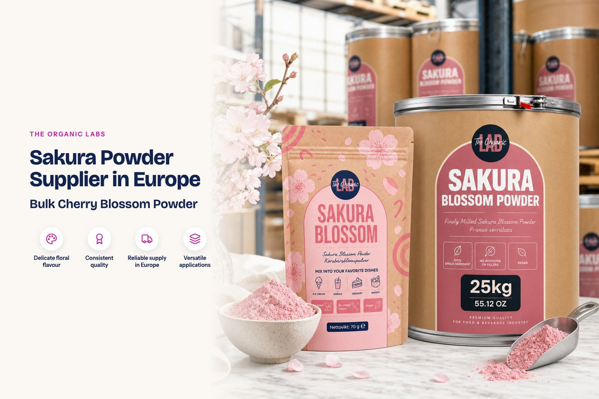Sakura powder pack with a 25 kg bulk drum in a warehouse