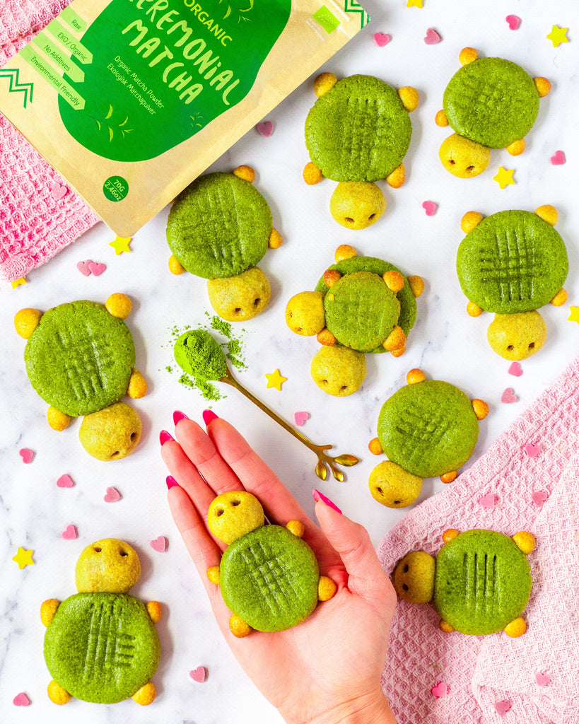 Mini Matcha Turtle Cookies