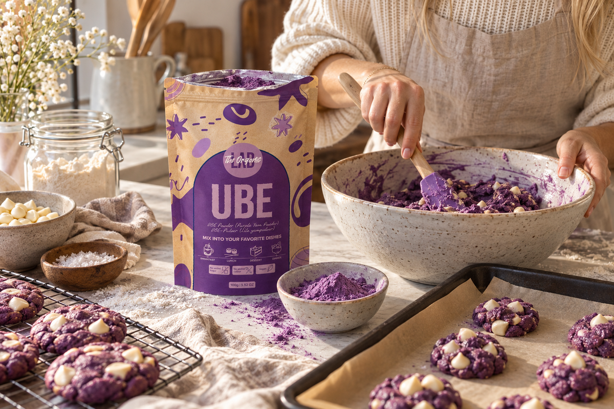 Ube White Chocolate Cookies