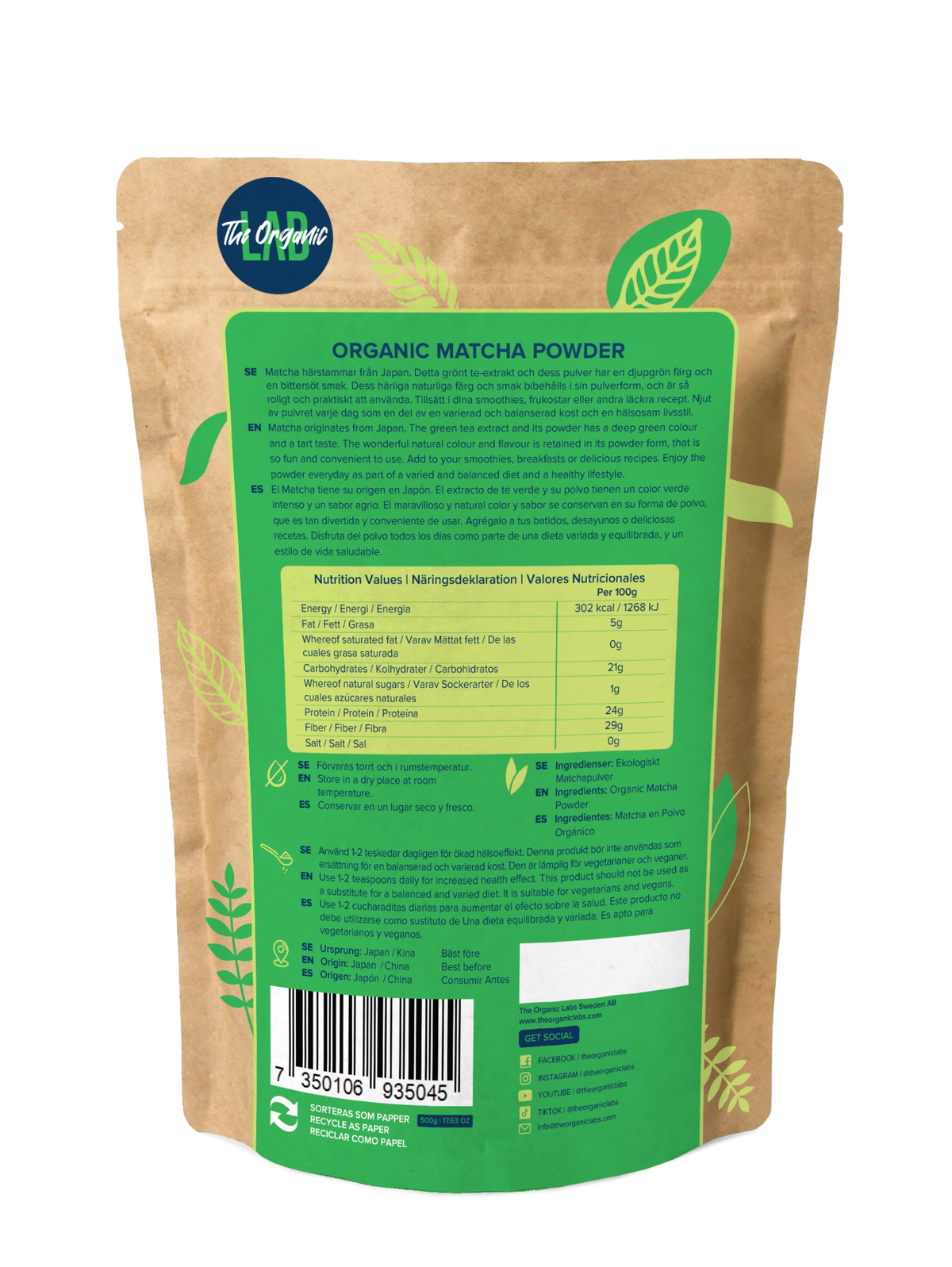Polvo de matcha orgánico premium – 500g