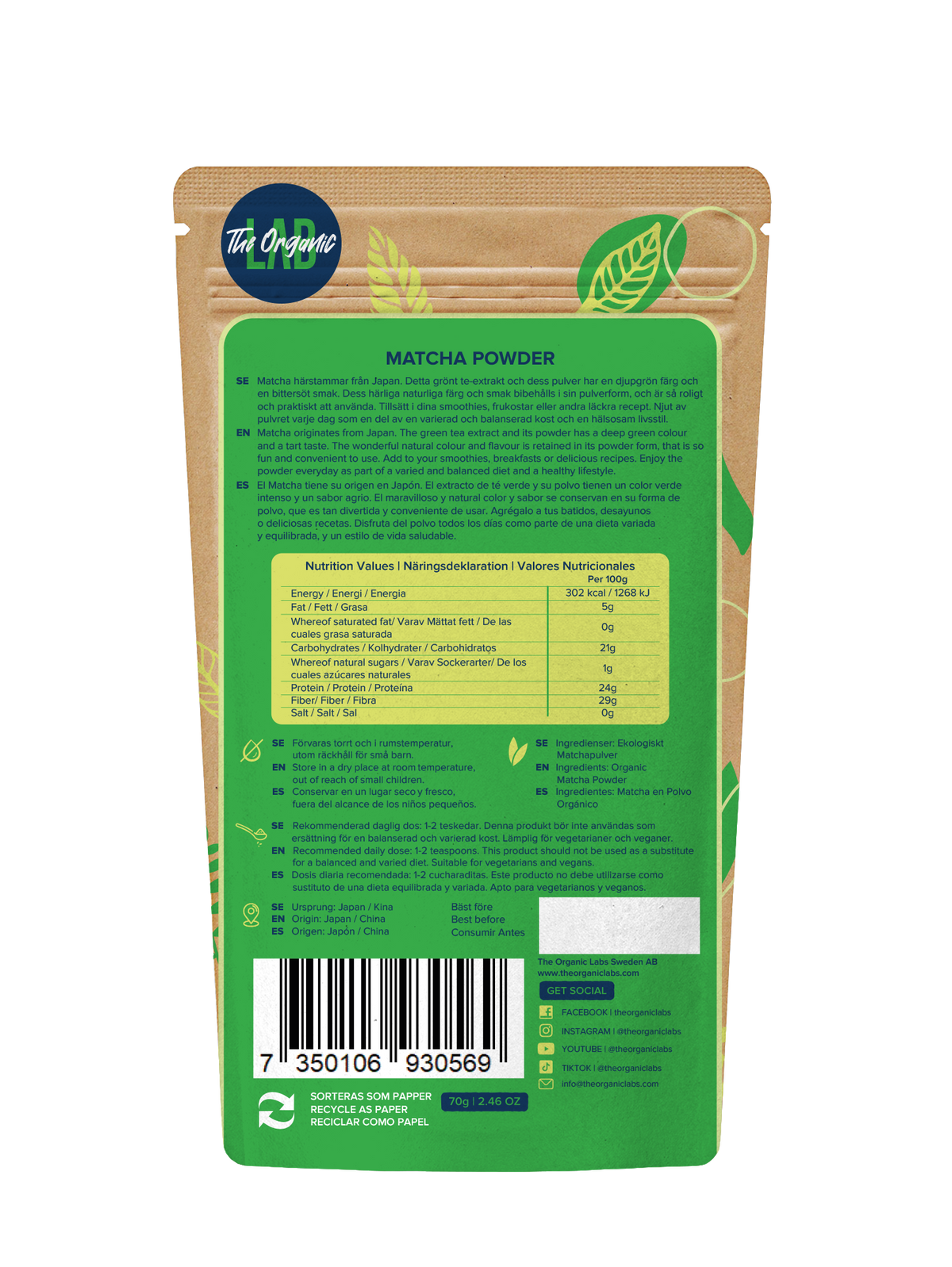 Matcha orgánico premium en polvo – 70g