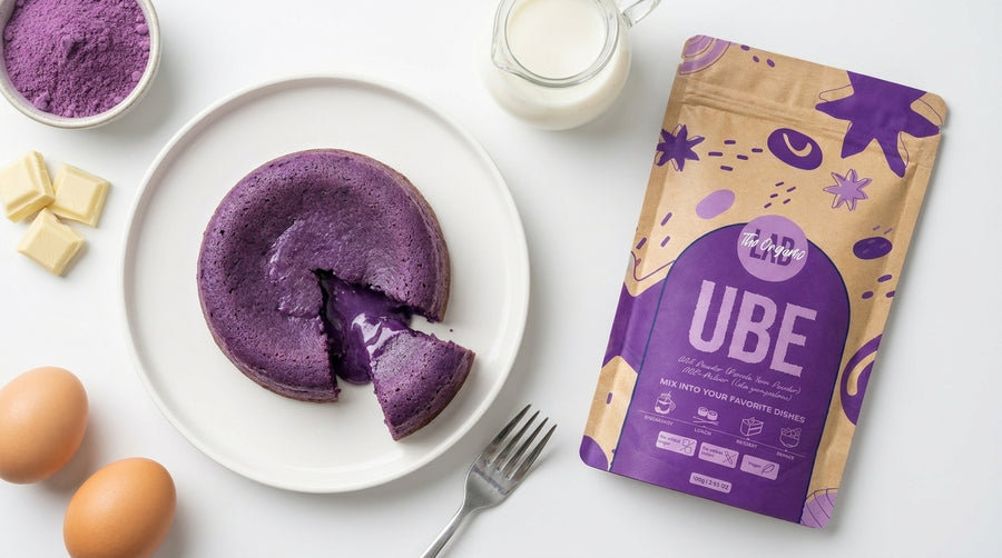 Ube lava cake recipe made with Ube purple yam powder
