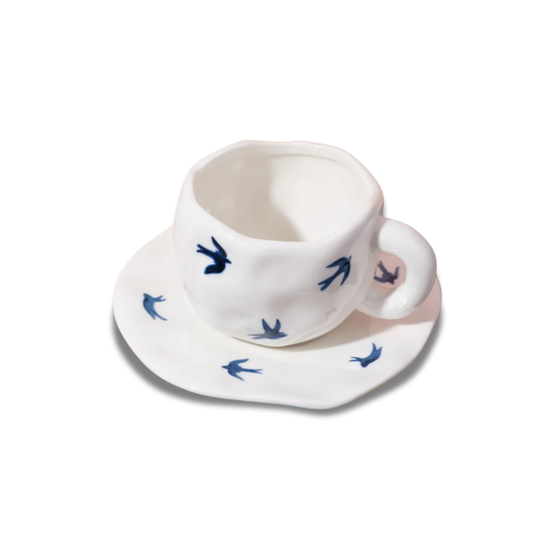 Soaring Swallows Ceramic Cup & Saucer