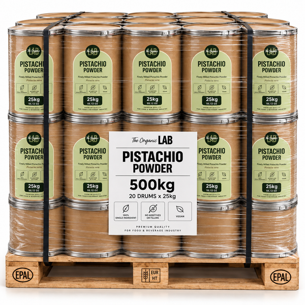 Pallet of pistachio powder, 500 kg in 20 drums of 25 kg