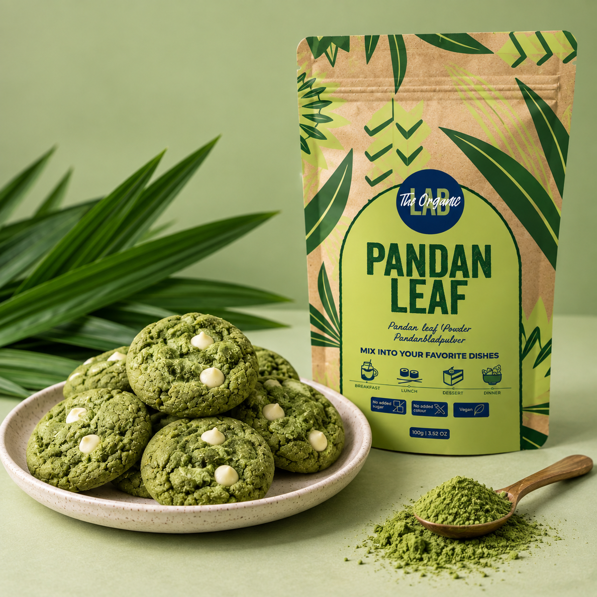 Pandan powder cookies made with Pandanus amaryllifolius – pandan leaf powder supplier Europe