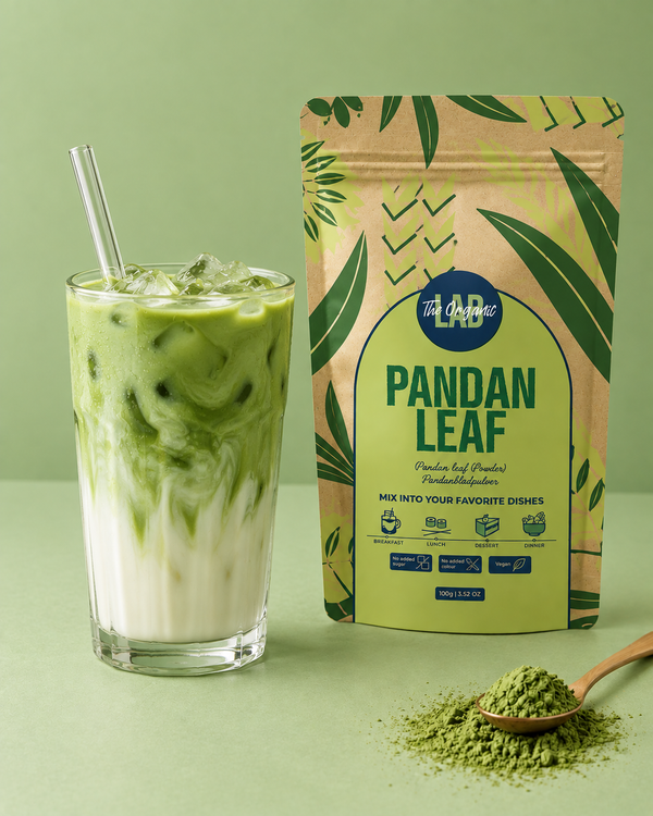 Iced pandan latte made with pandan leaf powder