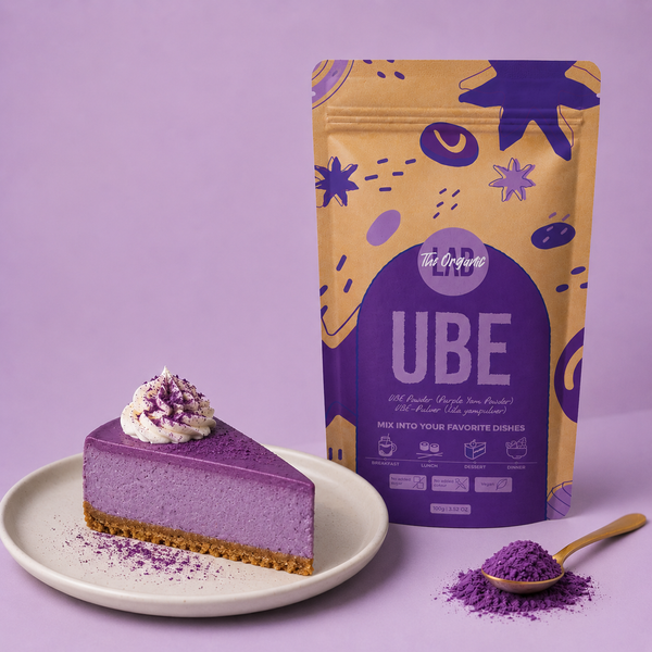 Ube cheesecake made with ube purple yam powder