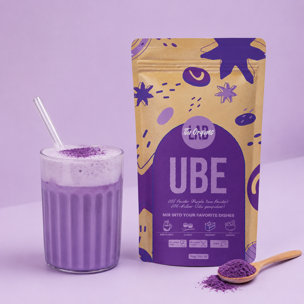 Ube milkshake made with ube purple yam powder