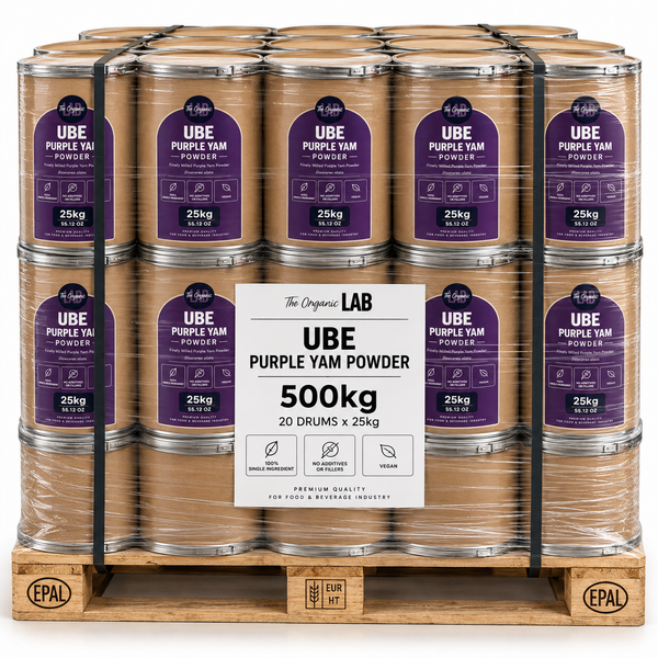 Pallet of ube purple yam powder, 500 kg in 20 drums of 25 kg