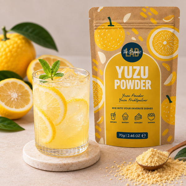 Iced yuzu lemonade made with yuzu fruit powder